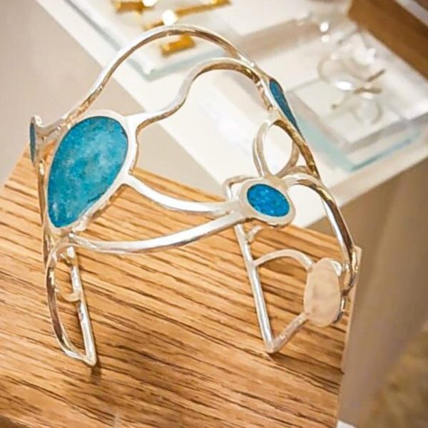 Bracelete Bolas Inlay de Turquesa