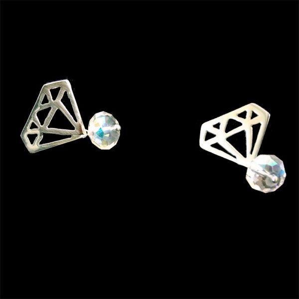 Brinco Diamante Vazado com Cristal Tcheco