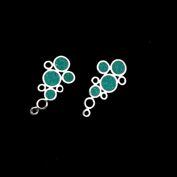 Brinco Bolhas com Inlay de Turquesa